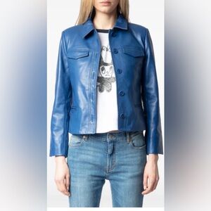 Zadig & Voltaire blue Liam leather jacket